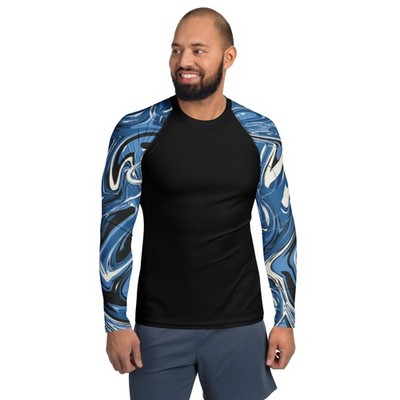 NEW MMA BJJ Jiu Jitsu Enigma Paint Swirl Blue Men's Rash Guard