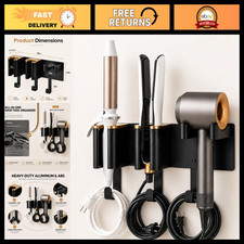3-in-1 Wall Mount Hair Tool Organizer - Hair Dryer  Curling Iron Holder, Black
