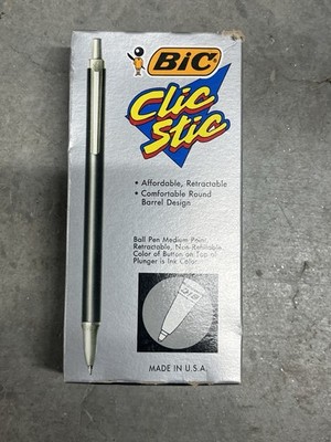 Vintage BIC Clic Stic RARE 1 Dozen Ball Pen Medium Point 1989 BRAND NEW SEALED