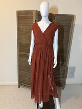 Burnt Orange Sheer Plus-Size Maxi Dress