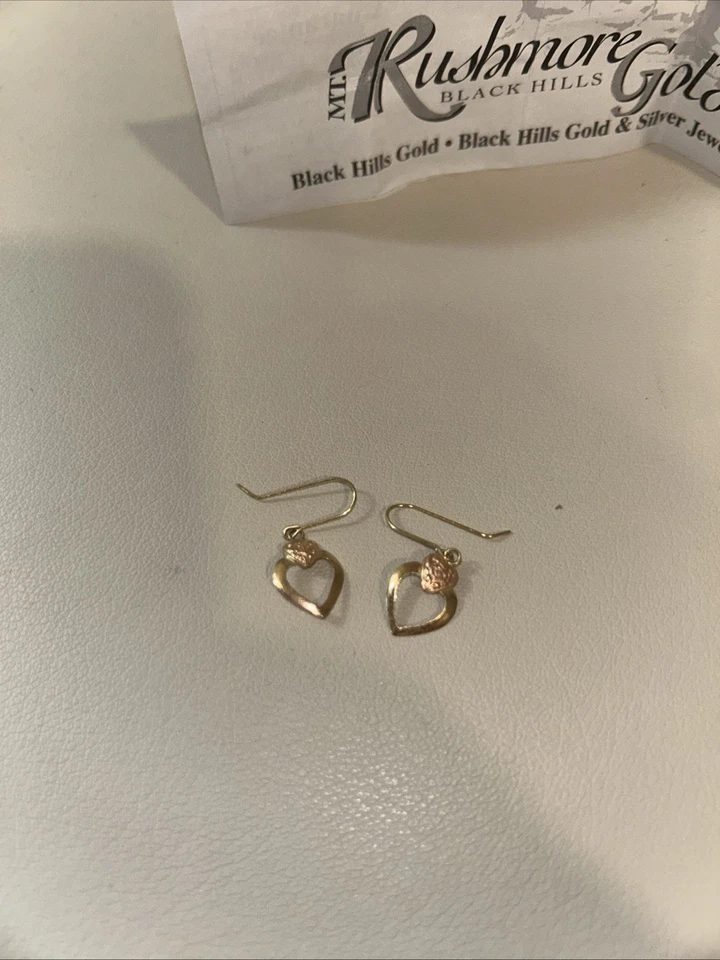 10k Black Hills Earrings 14k Rose Gold Wires Vintage Tri Color Pierced Earrings - Image 2 of 4