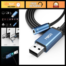 USB to 3.5mm Audio Adapter - TRRS AUX Stereo Sound Card for Headphones, PC, PS4