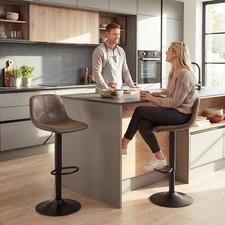 HOMCOM Bar Stools Set of 2, Modern Swivel Barstools for Dining Room Refurbished