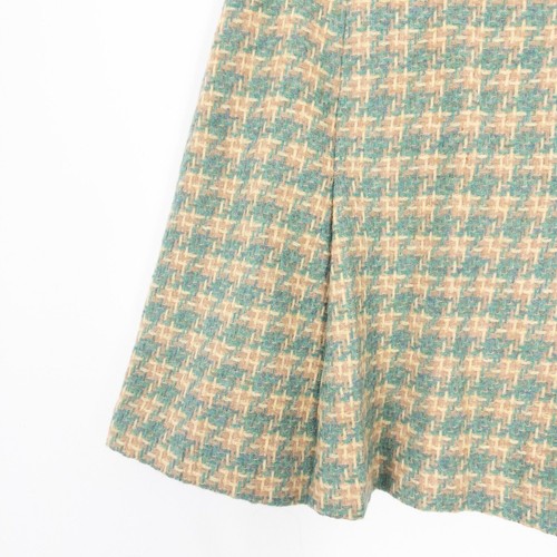Moloh Blue Pink Cream Check Pure Wool Pleated A Line Skirt Size 10 - Picture 9 of 14