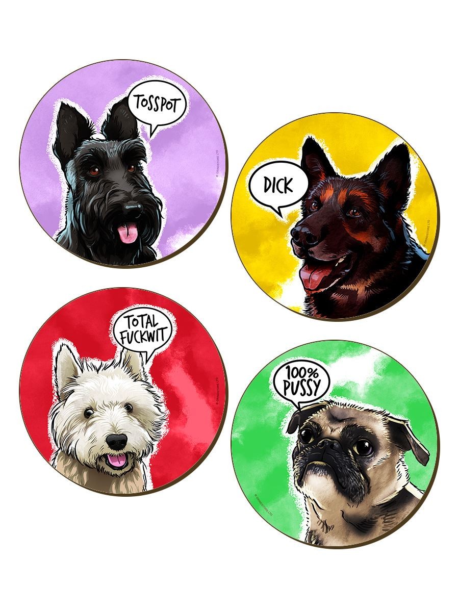 Cute But Abusive Dogs - 4 Piece Coaster Set