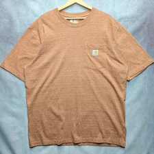 Carhartt Men's Pocket T-Shirt L Loose Fit Orange Marl Heather Workwear Casual