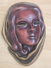 Vintage Achatit Wandmaske Eleganter Frauenkopf mit Tuch / Beschädigt !!!!