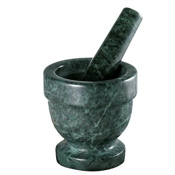 Green Marble Mortar and Pestle Set, 4" Diam. x 4" H