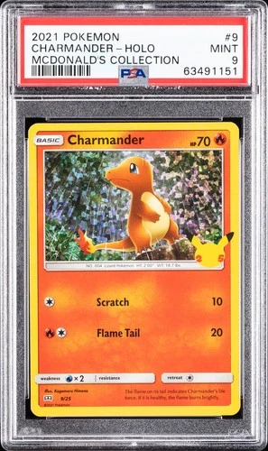 2021 POKEMON MCDONALD'S COLLECTION #9 CHARMANDER-HOLO PSA 9