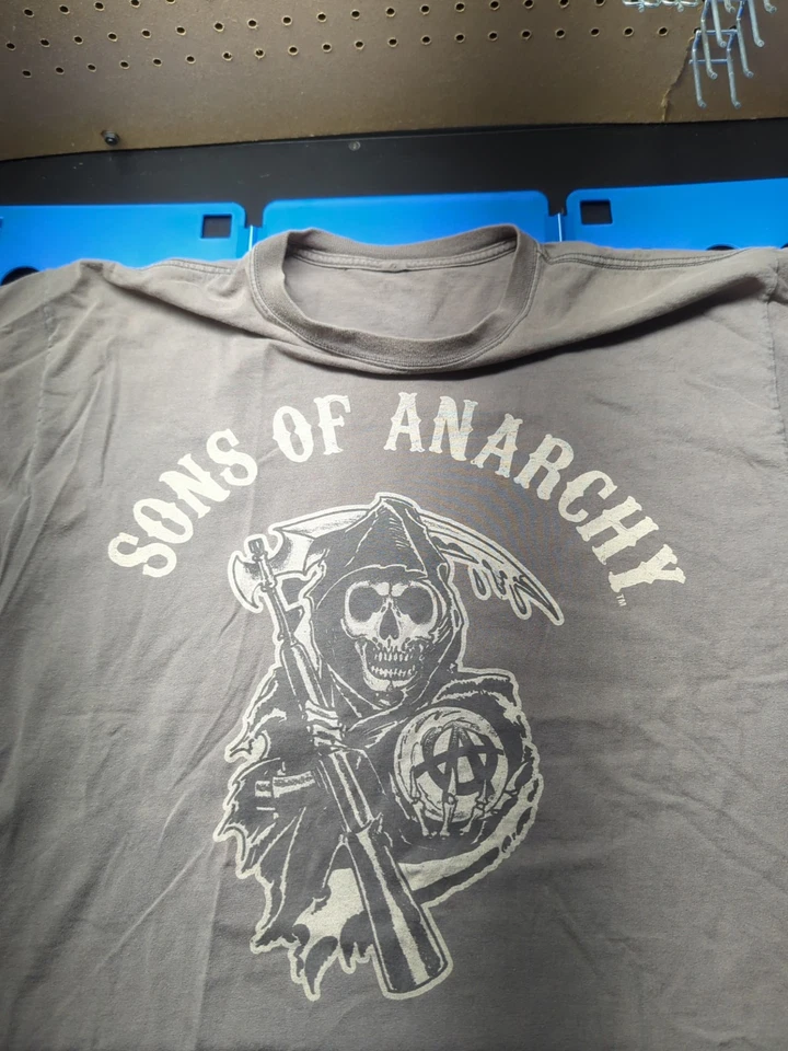 Camisa Sons Of Anarchy Para Hombre Gris Manga Corta Logotipo Reaper Gráfico Algodón XL Foto 4 de 4