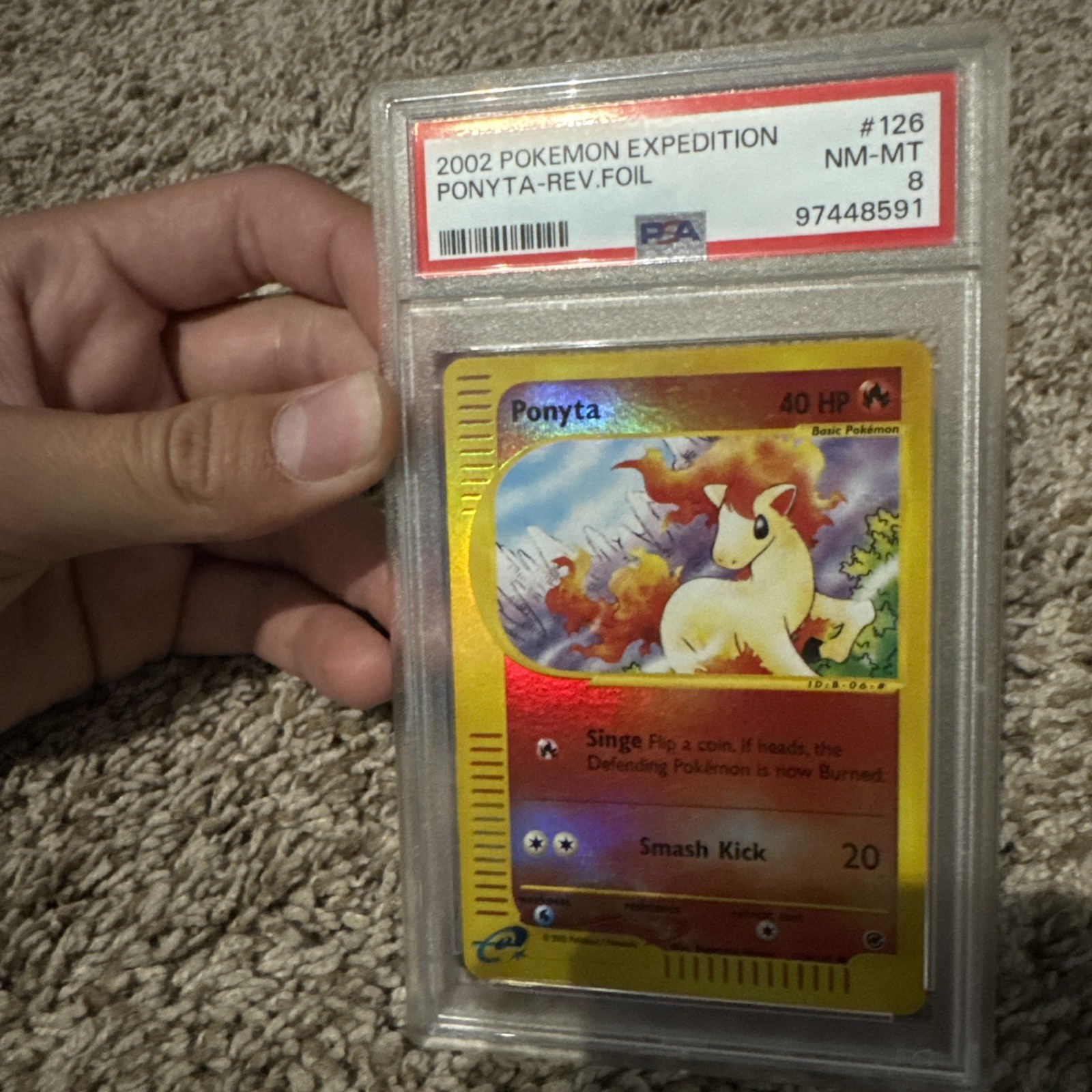 2002 Pokemon Expedition #126 Ponyta Reverse Holo PSA 8 NM MINT