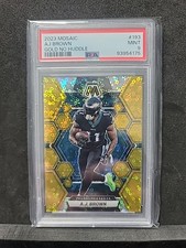 2023 Panini Mosaic #193 AJ Brown Gold No Huddle Prizm /10