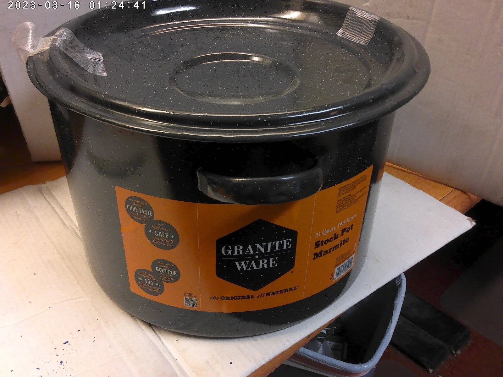 Enamel stock pot black BIG! company 2nd's will have chip damage