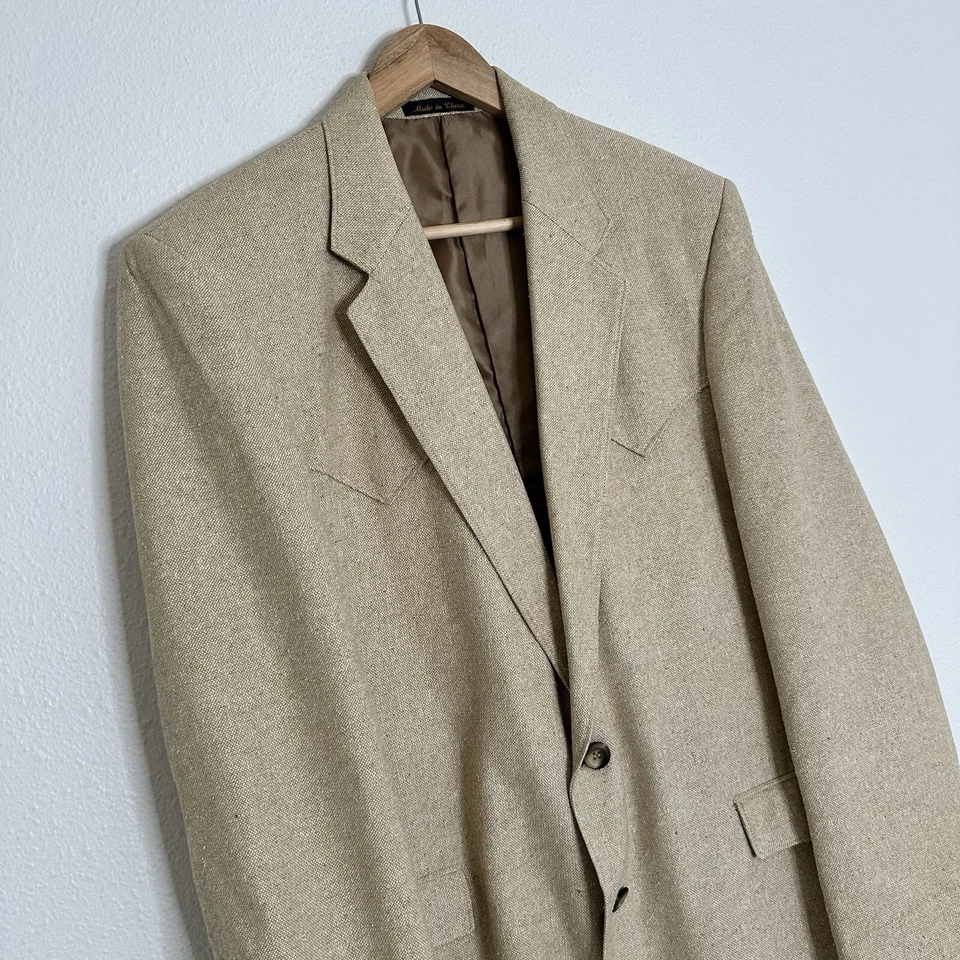 Blazer Abrigo Deportivo Circle S Dallas Ranch & Western Wear Para Hombres 2 Bttn 100% Seda 42L Foto 3 de 4