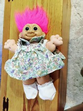 Russ 10" Kidz Troll Doll 259 Has Floral Dress/White Cloth Booties