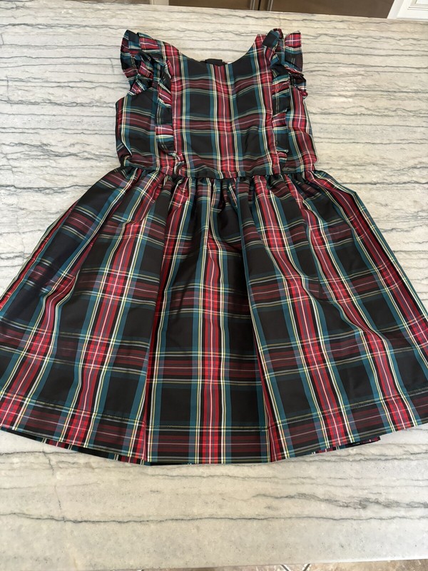 Gap Kids Girls Ruffle Plaid Taffeta Dress Size L 10-11