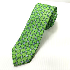 Vesuvio Napoli Luxury Skinny Tie Green Geometric Woven Pattern Necktie 59.5 x 2