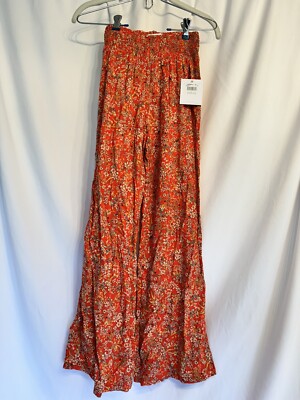 Oneil Childs Sz L Red Viscose Pants Floral NWT Ret $44