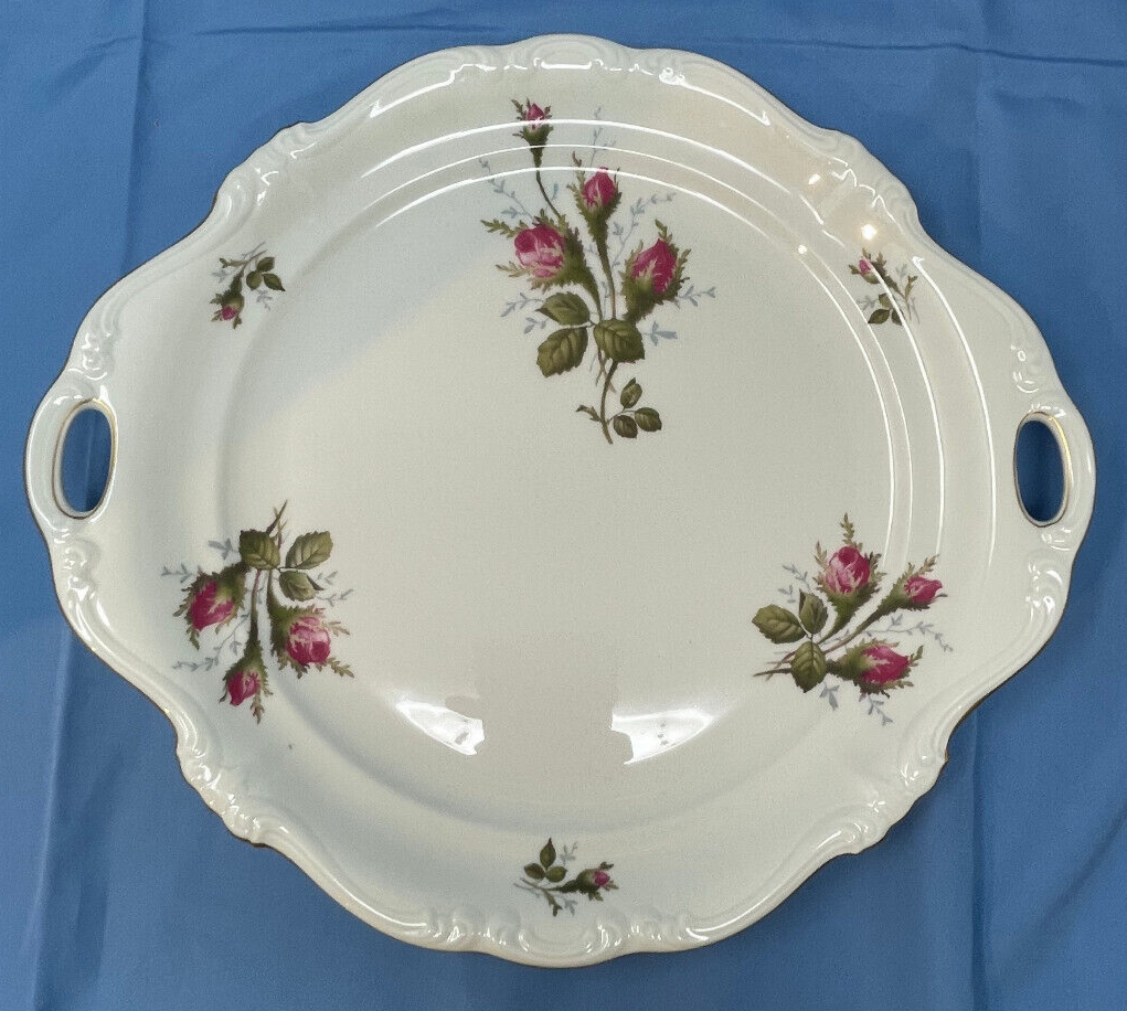 Rosenthal Moss Rose Pompadour 12.5 Inch Handled Cake Serving Plate  
