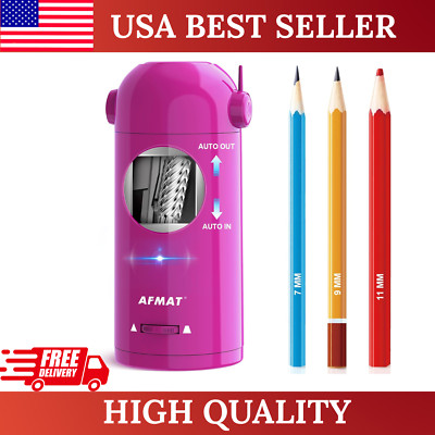 AFMAT Rechargeable Electric Pencil Sharpener, Auto In & Out, Jumbo Size