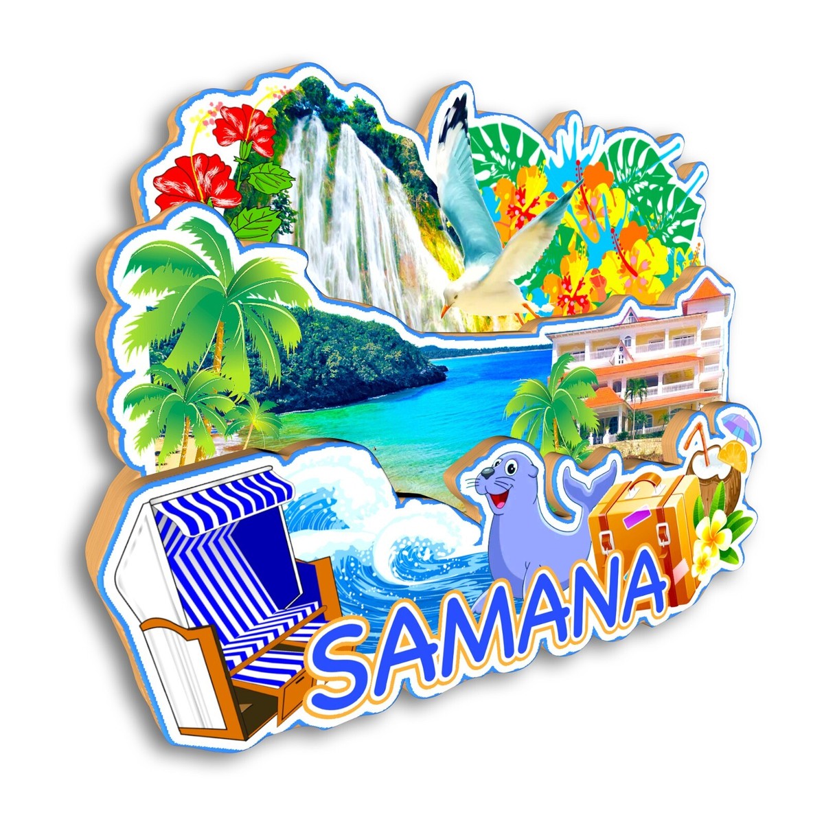 Punta Cana Dominica 3D Macaw Pappagallo Magnete da Frigorifero
