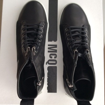 designer black leather trainers