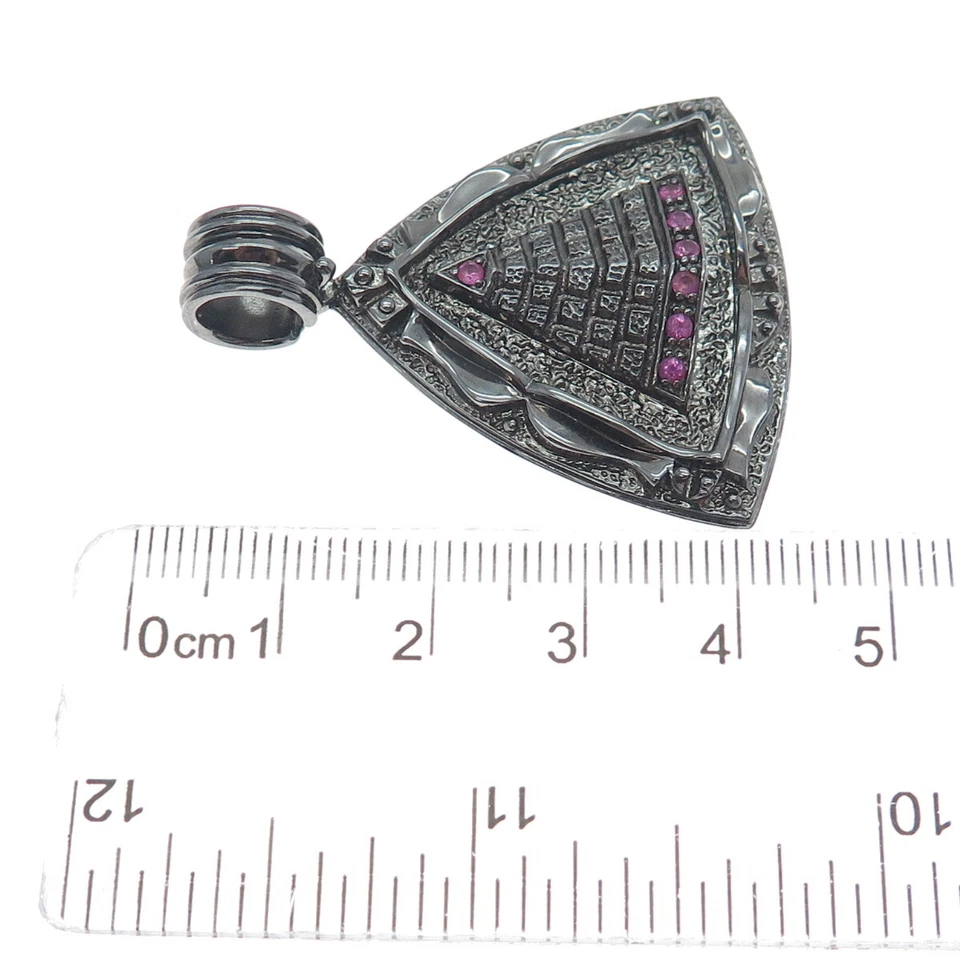 Colgante piramidal de zafiro rosa real rodio negro plata de ley 925 JOLUSA Foto 3 de 4