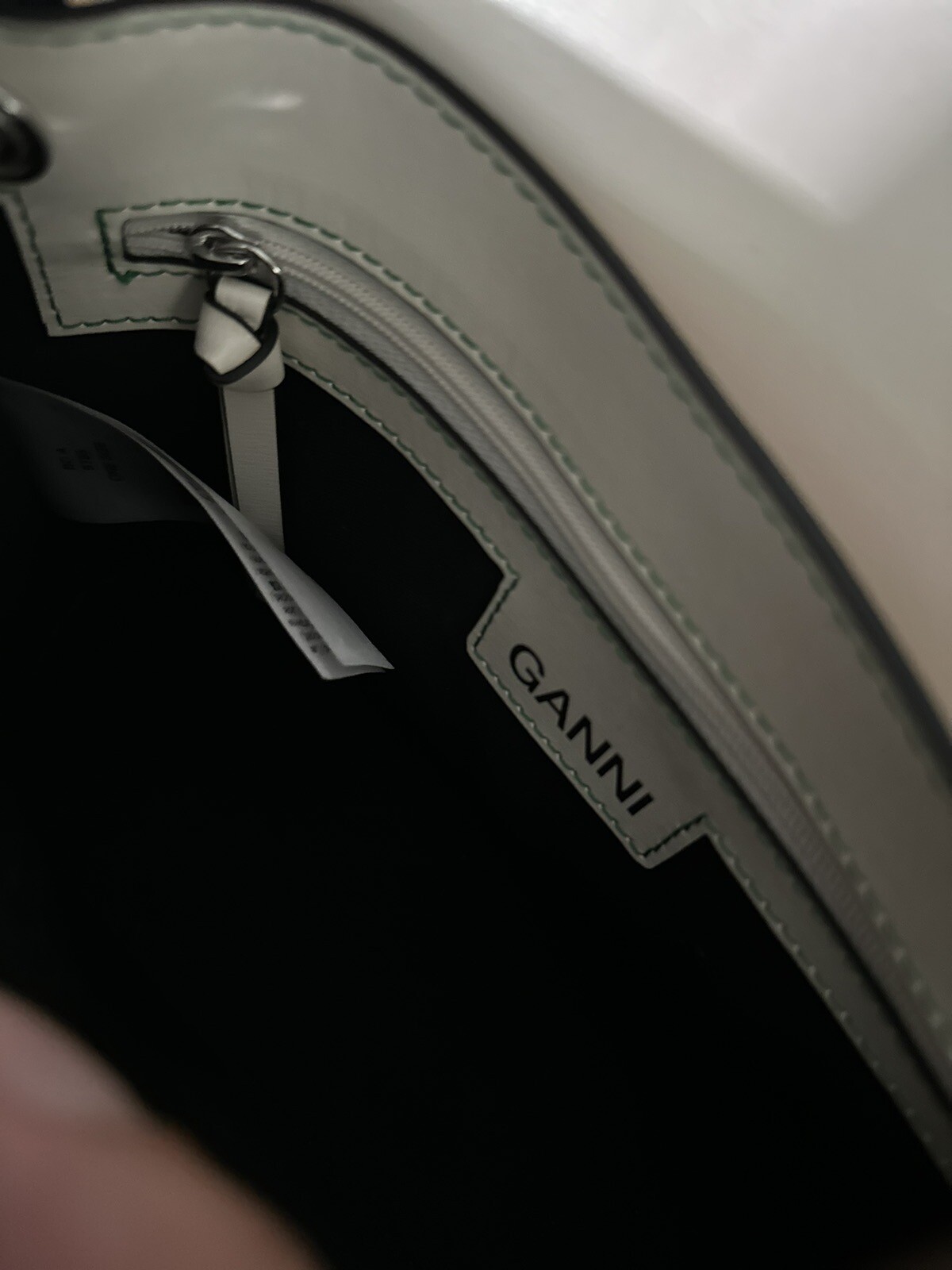 GANNI Colorblock Banner Crossbody Saddle Bag Green/Wh… Gem