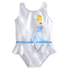 Disney Store Princess Cinderella One Piece Swimsuit Girl Size 5/6 7/8