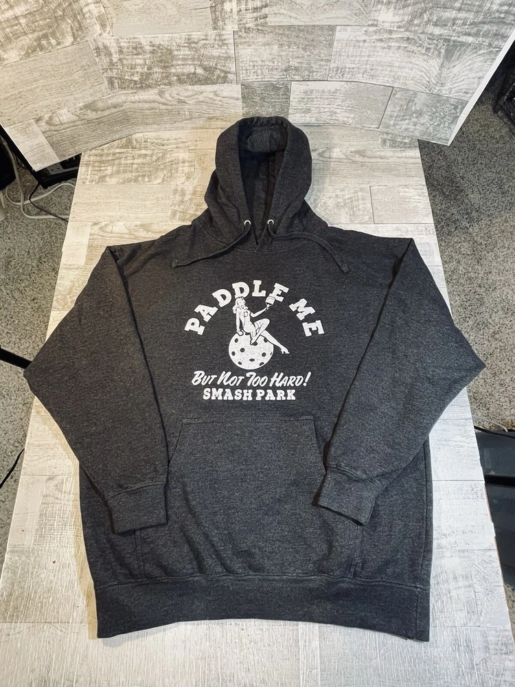 Pickleball Paddle Me Men’s XL Gray Fleece Hoodie Pullover Smash Park Pin Up VGU