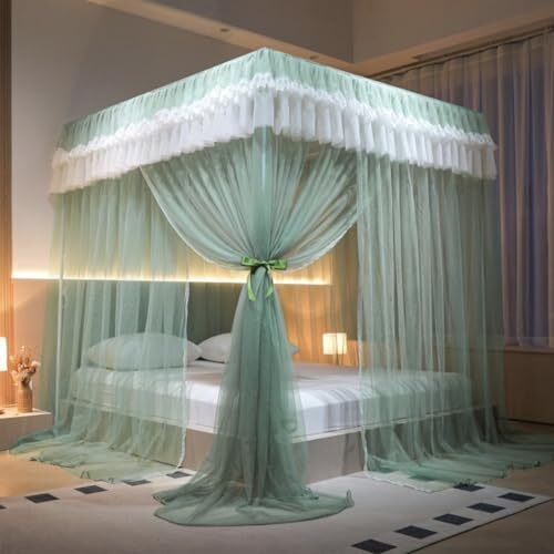 Mosquito Canopy Net for Bed Luxury Canopy Netting 4 Corners Post Bed Full Green - Picture 2 of 8