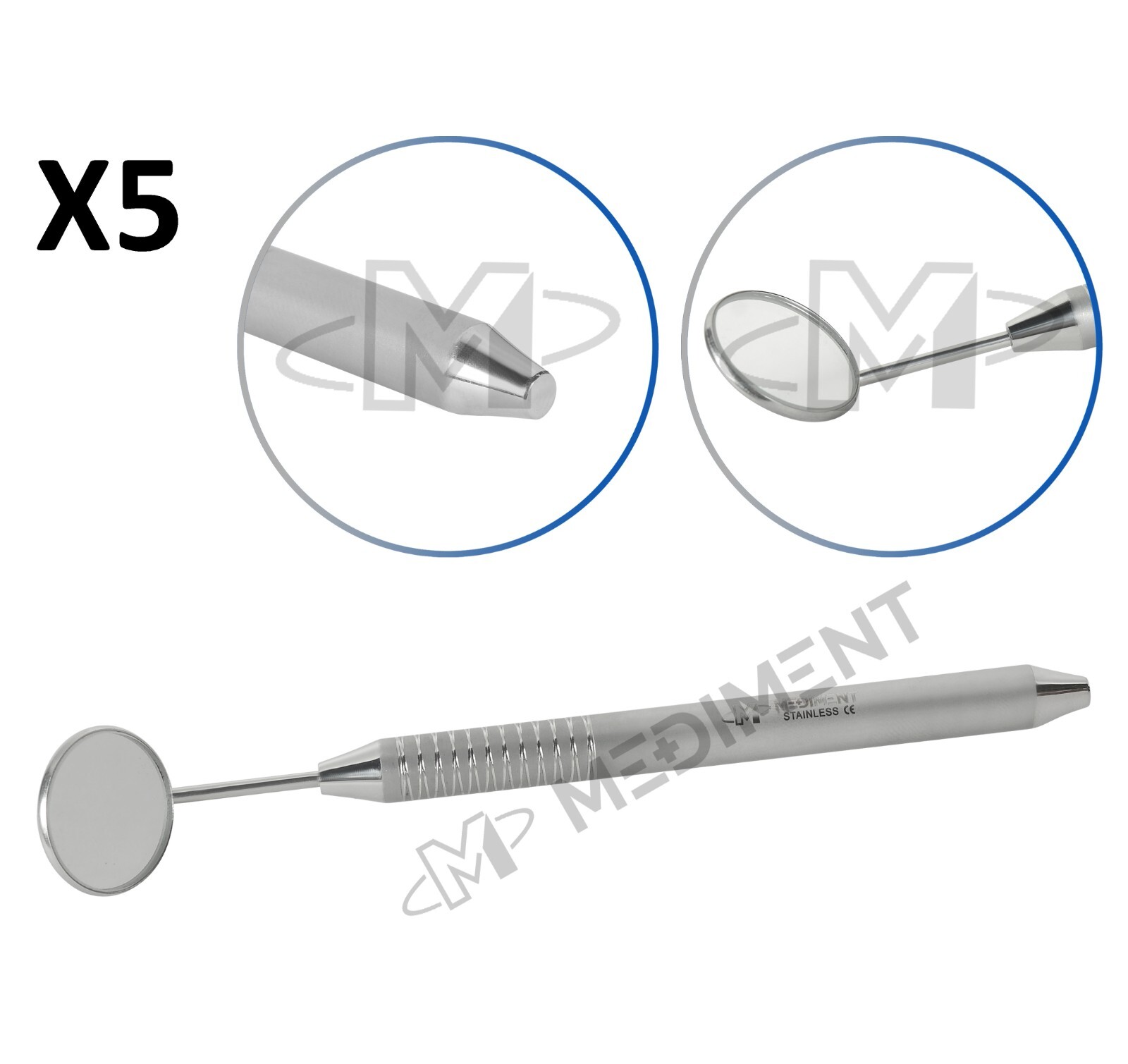 German X5 Dental Mouth Mirror #5 With Hollow Handle - Professional Dental Instrument