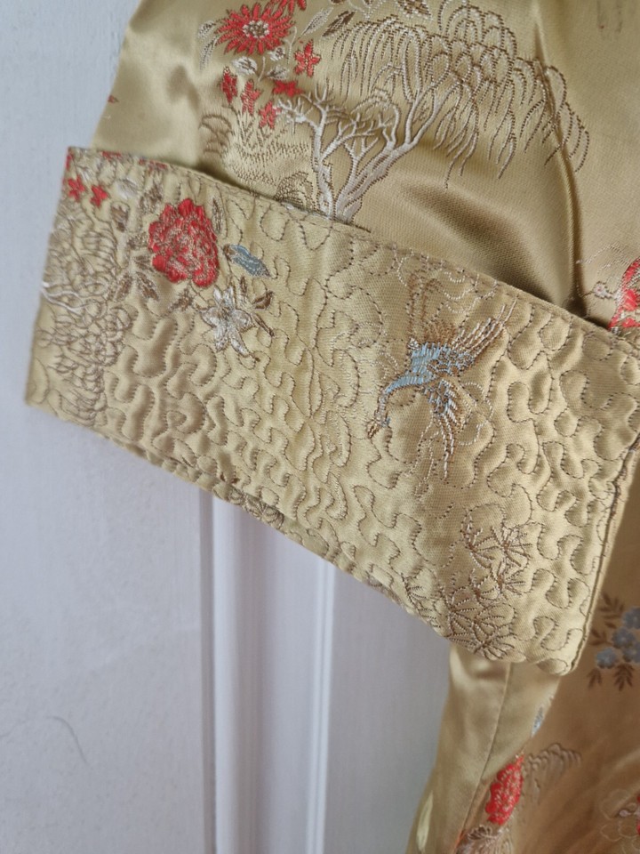 Ladies Chinese Gold Satin Long Coat Or Robe Size L / 12 eBay
