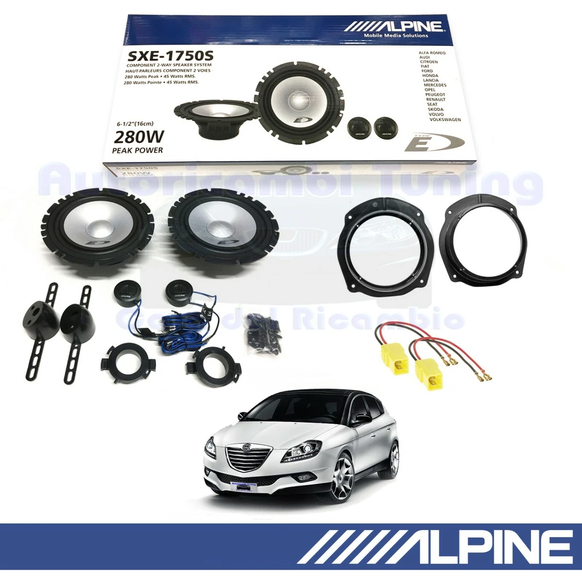 Kit Haut-parleurs Alpine SXE1750S 2 Voies - 6,5" - Pour Alfa Romeo 156 - Neuf