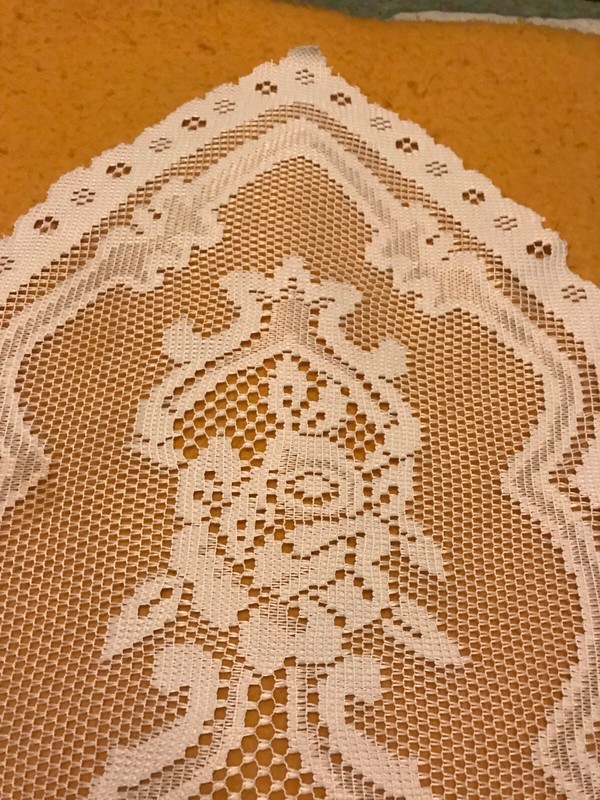 White Lace Pointed Dresser scarf  ~ 46" x 13"