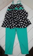 Weissman Costumes Girls Sequined Black w/White Dots Attached Green Leggings