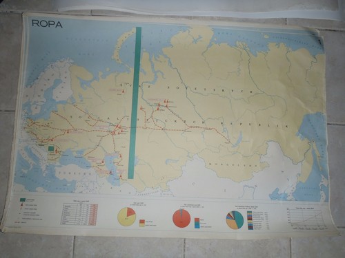 Original vintage pull down school chart of Production CMEA countries maps 8 x