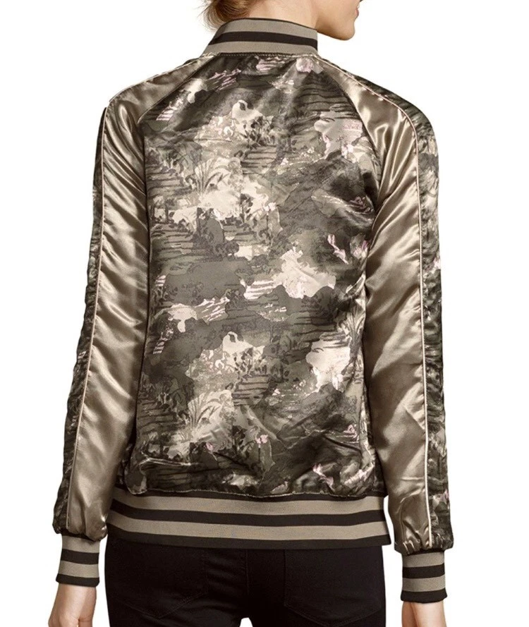 MEMBERS ONLY Floral Printed Reversable Bomber Jacket Size M - Image 2 of 2