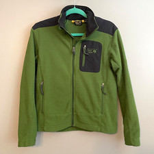 EUC Mountain Hardwear Waffle Fleece Full Zip Jacket Coat Green Youth Kids Large