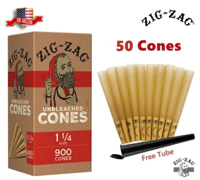 Zig-Zag  Unbleached Paper Cones 1 1/4 Size 50 Pack & Tube Fast Shipping