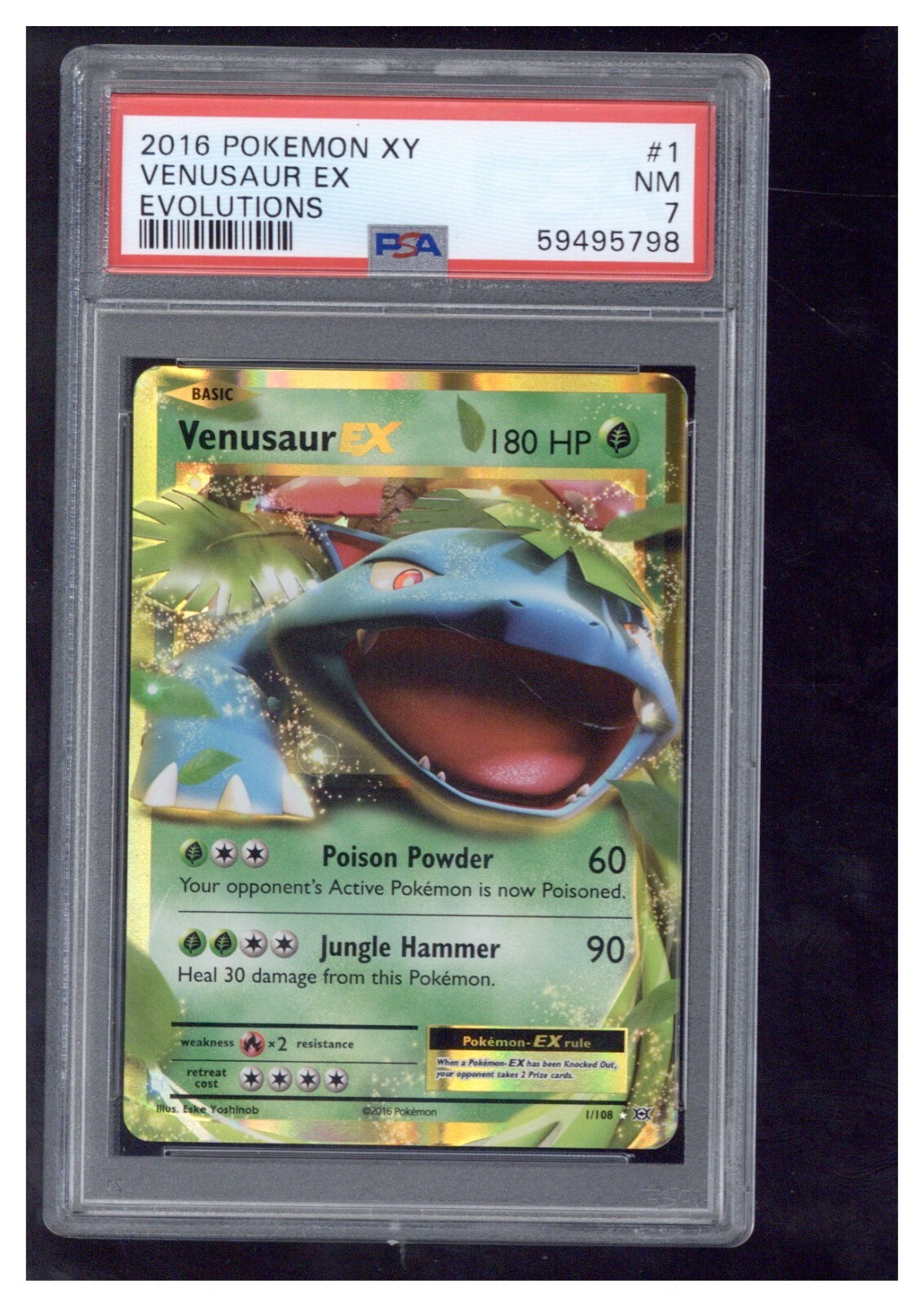 2016 Pokemon XY Evolutions 1 Venusaur EX PSA 7