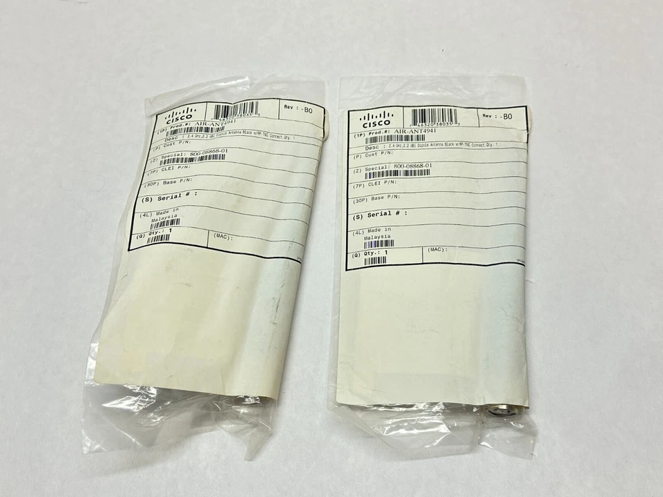 Cisco 74-1864-01 Dipole Antenna 2.4GHz 2.2dBi w/ RP-TNC AIR-ANT4941 LOT OF 2 - Image 2 of 4