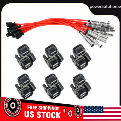 6pcs Ignition Spark Coils & Plug Wire Sets For Mercedes-Benz C CL CLK ML Class