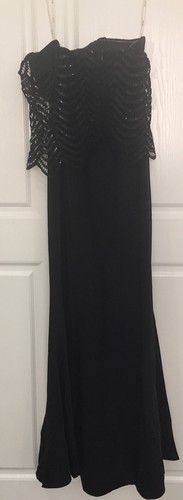 Women Maxi Lace Dress Size 14 Black Boobtube Long Formal Bridesmaid Prom Evening - Picture 3 of 6