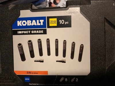 Kobalt Impact Grade 10 Piece Deep Well Socket Set 3 8 Inch Drive Metric New Ebay