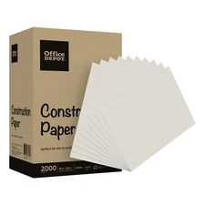Office Depot® Brand Construction Paper, 9" x 12", 100% Recycled, Stone White,