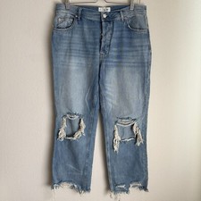 Free People We The Free Jeans Size 30 Maggie Mid Rise Straight Leg Distressed