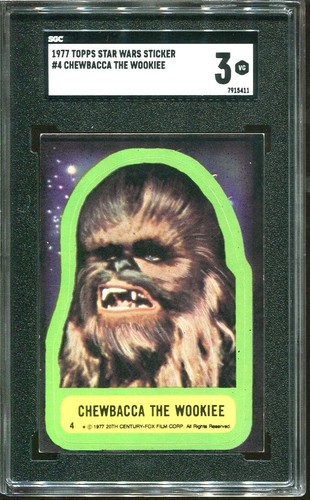 1977 Topps Star Wars Stickers #4 Chewbacca the Wookiee — SGC 3