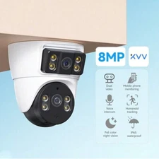 XIAOVV 8MP/4K Dual Lens Indoor WiFi Security Camera with Full Color Night Vision