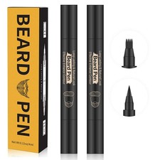 Beard Pencil Filler Kit - 4 Tip Pen and 1 Count Pack of 1 , Black 2PCS